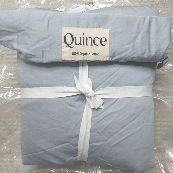 NWOT! Quince 100% Organic Sateen Blue Cotton Duvet Cover ! Sz. Queen (621) - Picture 6 of 9